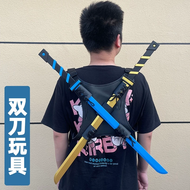 赛博朋克2077凹凸周边安迷修冷热流双刀 死侍背刀PU玩具武器模型