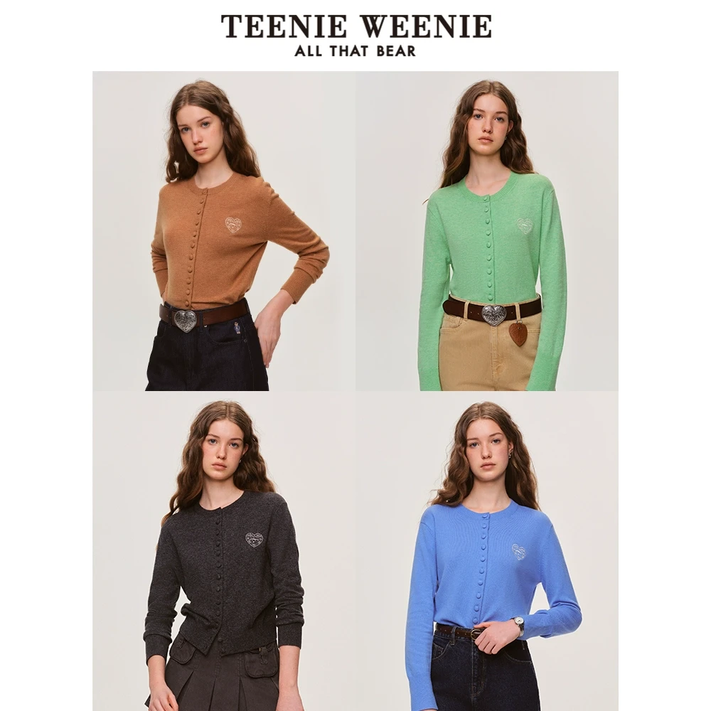 TeenieWeenie小熊女装开衫2025春款欧若风圆领针织衫TTCK255206I