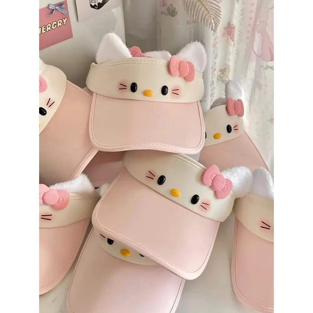 少女心萌物定制!HelloKitty粉色可爱空顶帽女生夏季kt猫遮阳帽