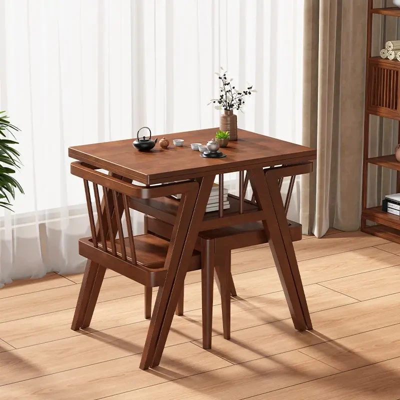 阳台一桌二椅实木桌椅三件套小户型北欧客厅家用折叠休闲喝茶组合