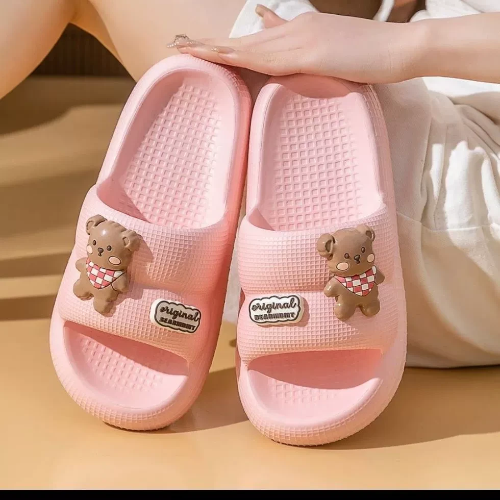 夏季凉拖鞋女卡通小熊居乐多家居防滑情侣软厚底静音轻耐磨凉拖女