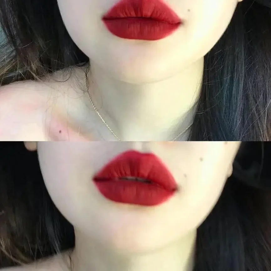 浓郁显白的人间富贵花!正红色口红唇泥高级雾面显白不掉色唇釉