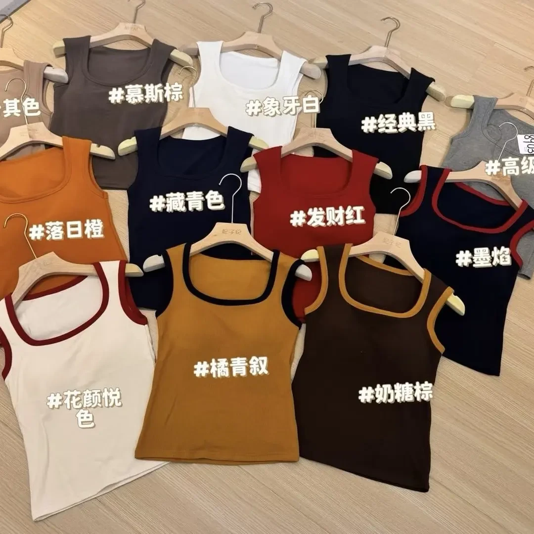 新款爆款带胸垫吊带背心女外穿内搭修身弹力百搭上衣