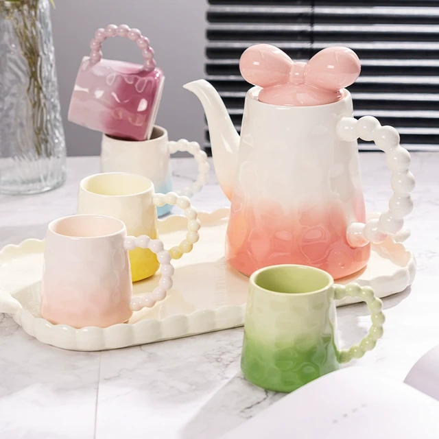 高颜值乔迁新居茶杯套装家用陶瓷喝水杯子客厅待客奶油风水具套装