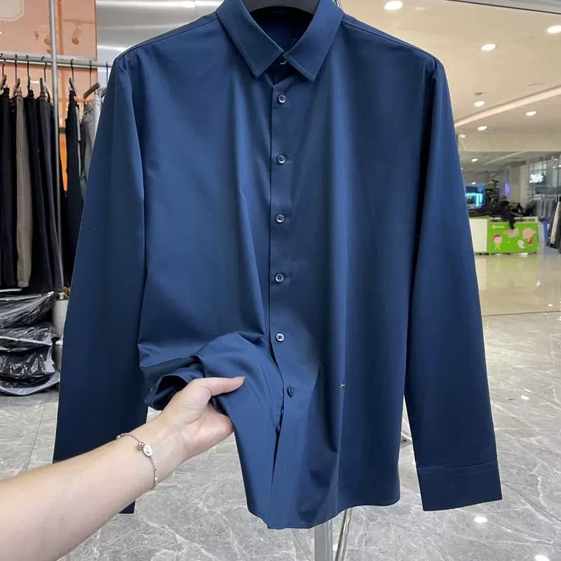 H146撤柜剪标尾货男士衬衣商务休闲顺滑无痕余单百搭衬衫纯色2025