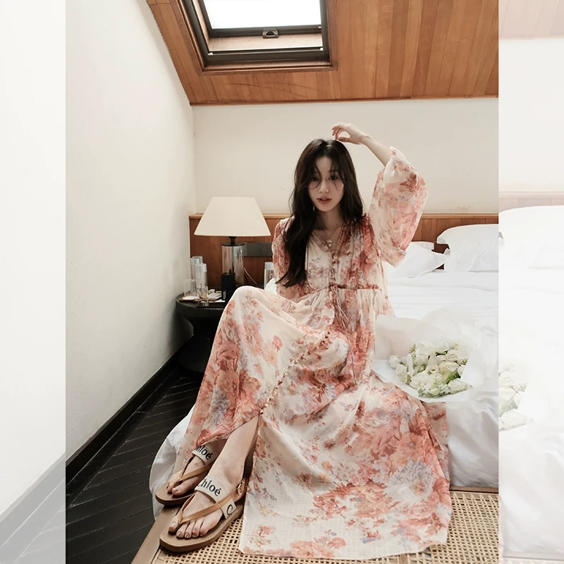 重工法式少女优雅蕾丝边大翻领长款蛋糕连衣裙小白裙QL232045-B