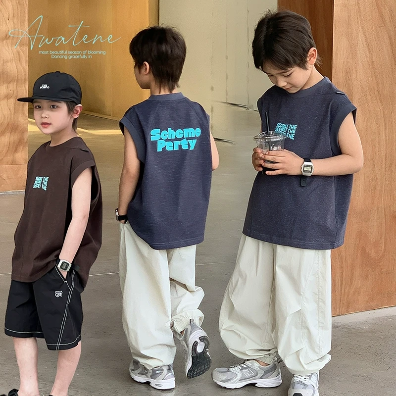 在仓【质感】源源家童装男童无袖t恤儿童背心2025男孩夏季上衣夏6