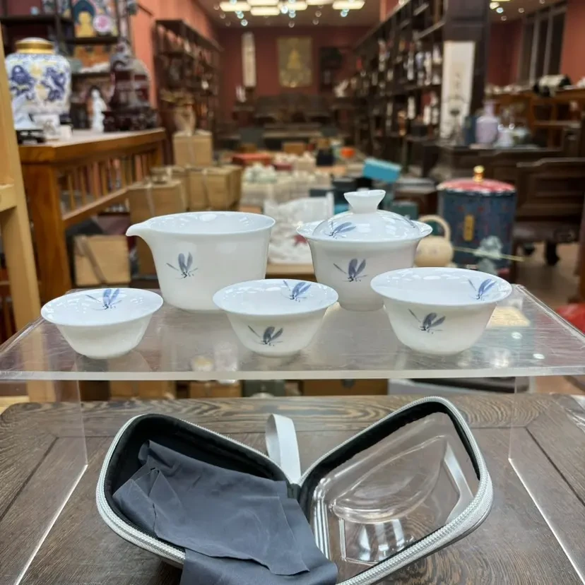 蝴蝶玉兰花旅行茶具快客杯H60