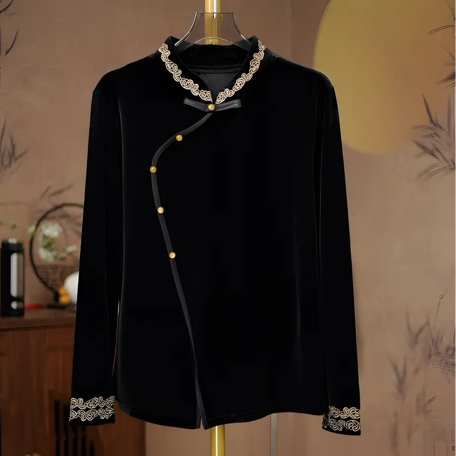 春秋季2024韩版丝绒打底衫长袖气质宽松T恤金丝绒上衣欧美大码女