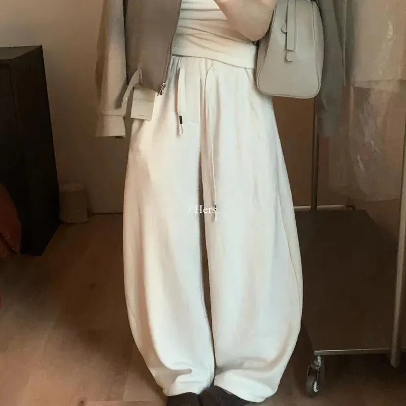 新款韩版松紧腰阔腿裤