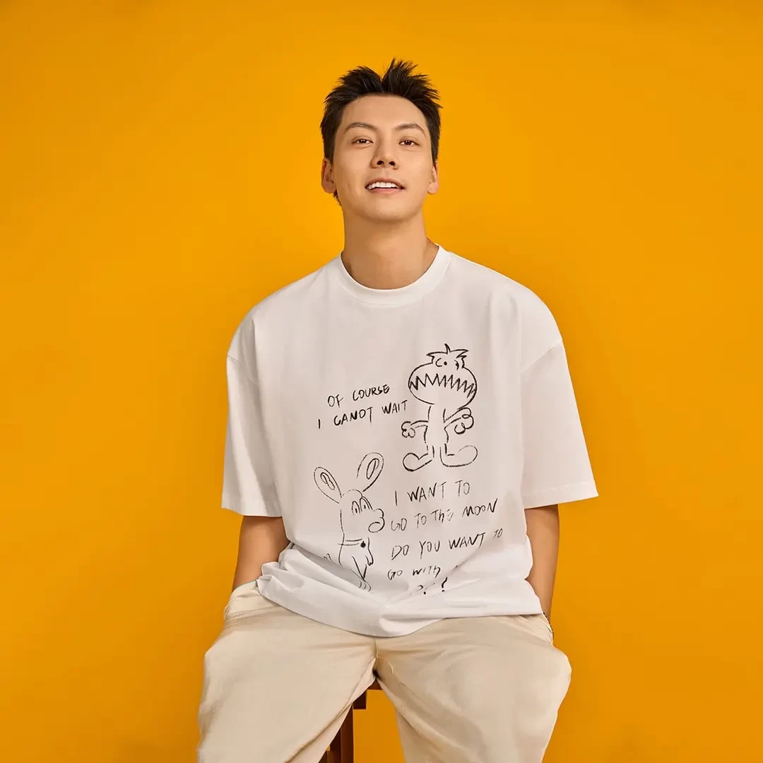 CANOTWAIT_陈伟霆CNW食蝇仔食蝇仔素描风印花百搭夏季短袖T恤
