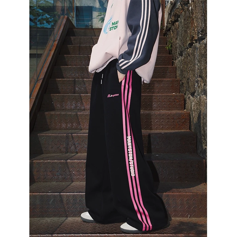 MANYSTON美式高街三条杠休闲裤子直筒宽松运动长裤XLFC-K64729