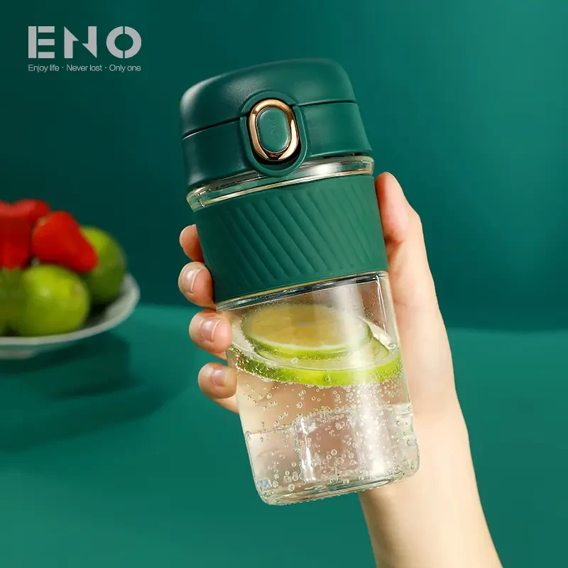ENO耐热玻璃水杯大容量颜值超高夏简约网红森系便携咖啡花茶杯