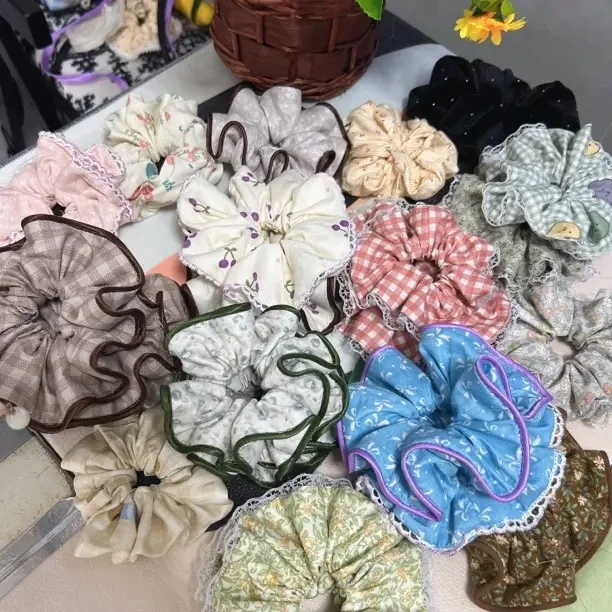 手工制作 直播间专用链接碎花大肠发圈女高级感百搭秋冬发饰