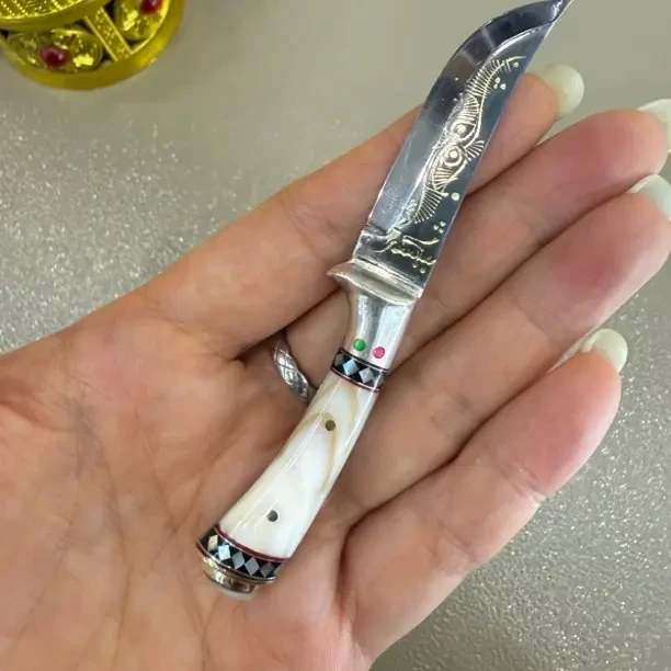 【百宝】英吉沙迷你银柄小直刀