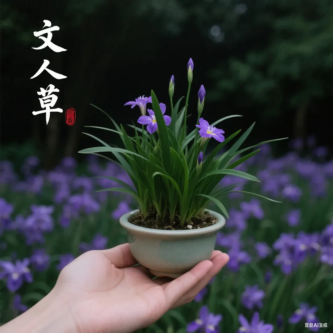 桌面绿植趣味迷你文人草驱蚊麦冬可盆栽好养办公室四季开花