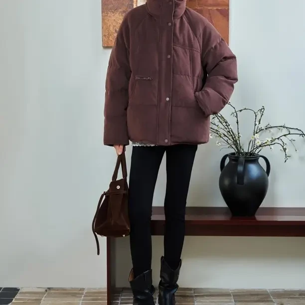 【俪妍】保暖冬季新款时尚加厚宽松舒适短款羽绒服