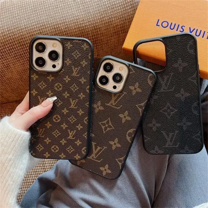 网红苹果16Promax壳大牌轻奢老花磨砂皮质防摔iPhone15壳高端奢华