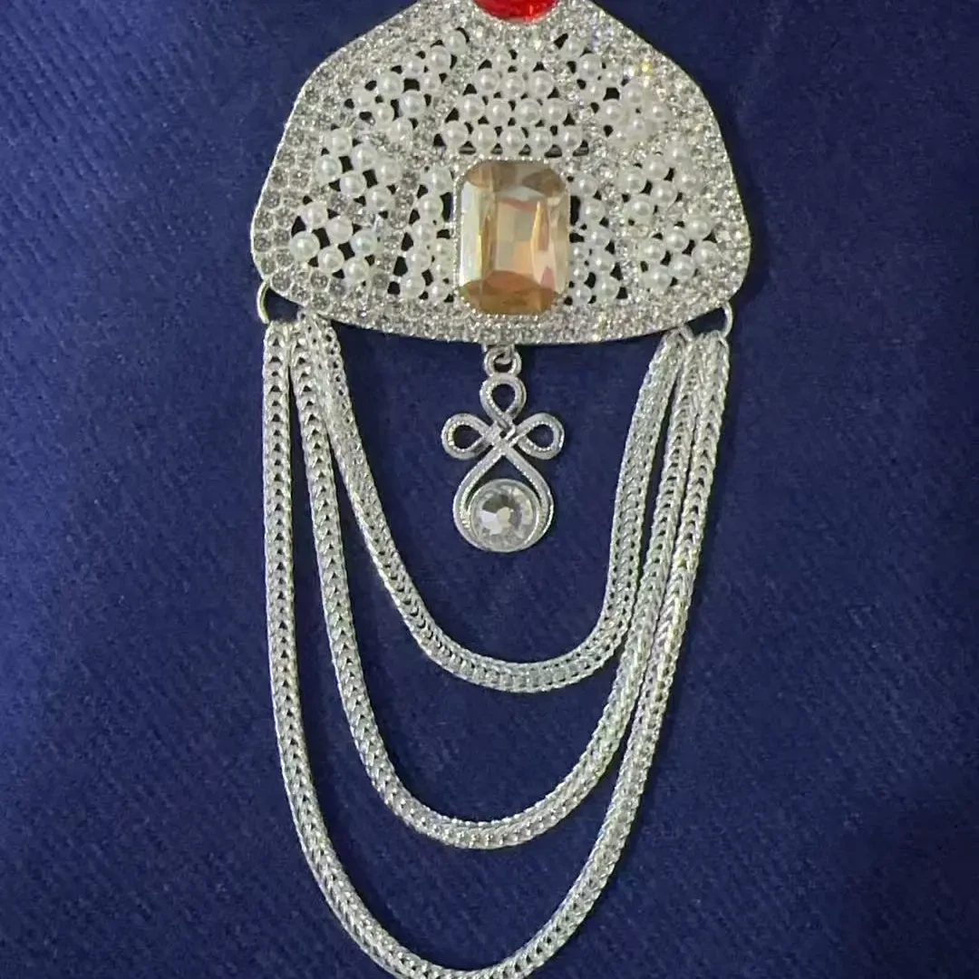 925银仿珍珠胸针 银色情侣复古百搭民族风拼色精致重工胸针素款