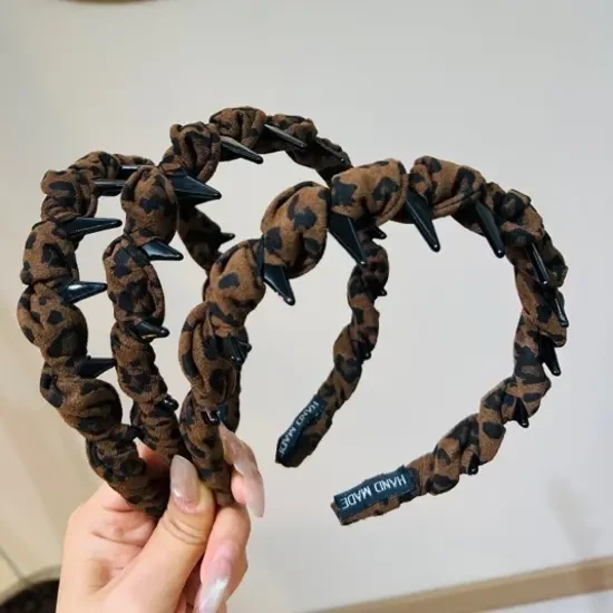 气质豹纹带齿百搭碎发发箍