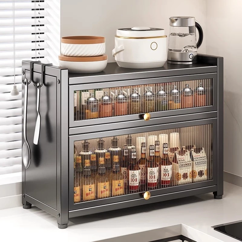 厨房调料品置物架多功能台面带盖防尘防锈收纳柜子家用功能置物柜