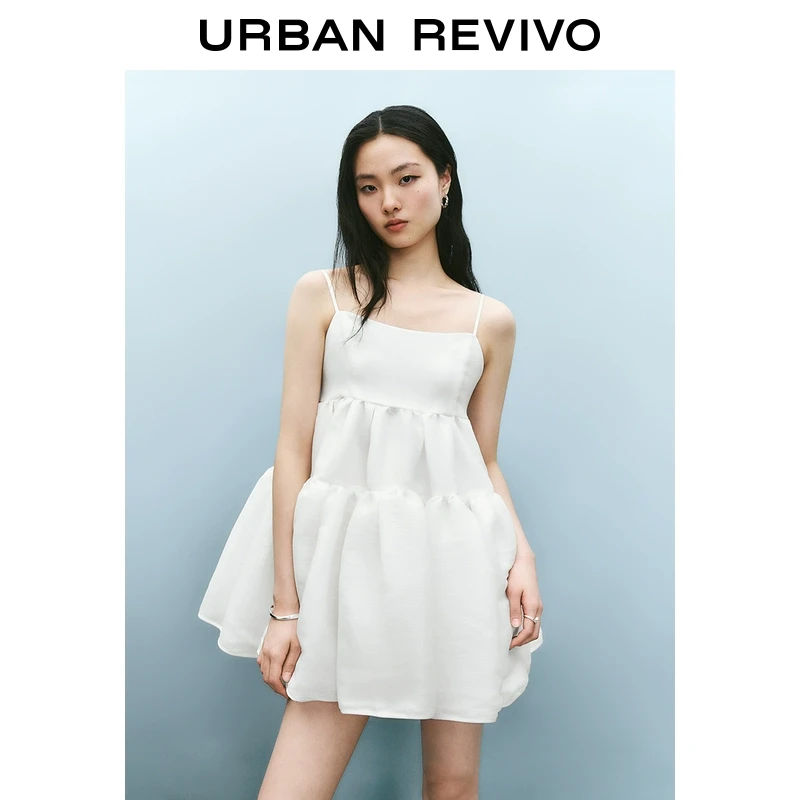 UR2025春季新款女装欧若风法式蓬蓬裙短款吊带连衣裙UYU750007