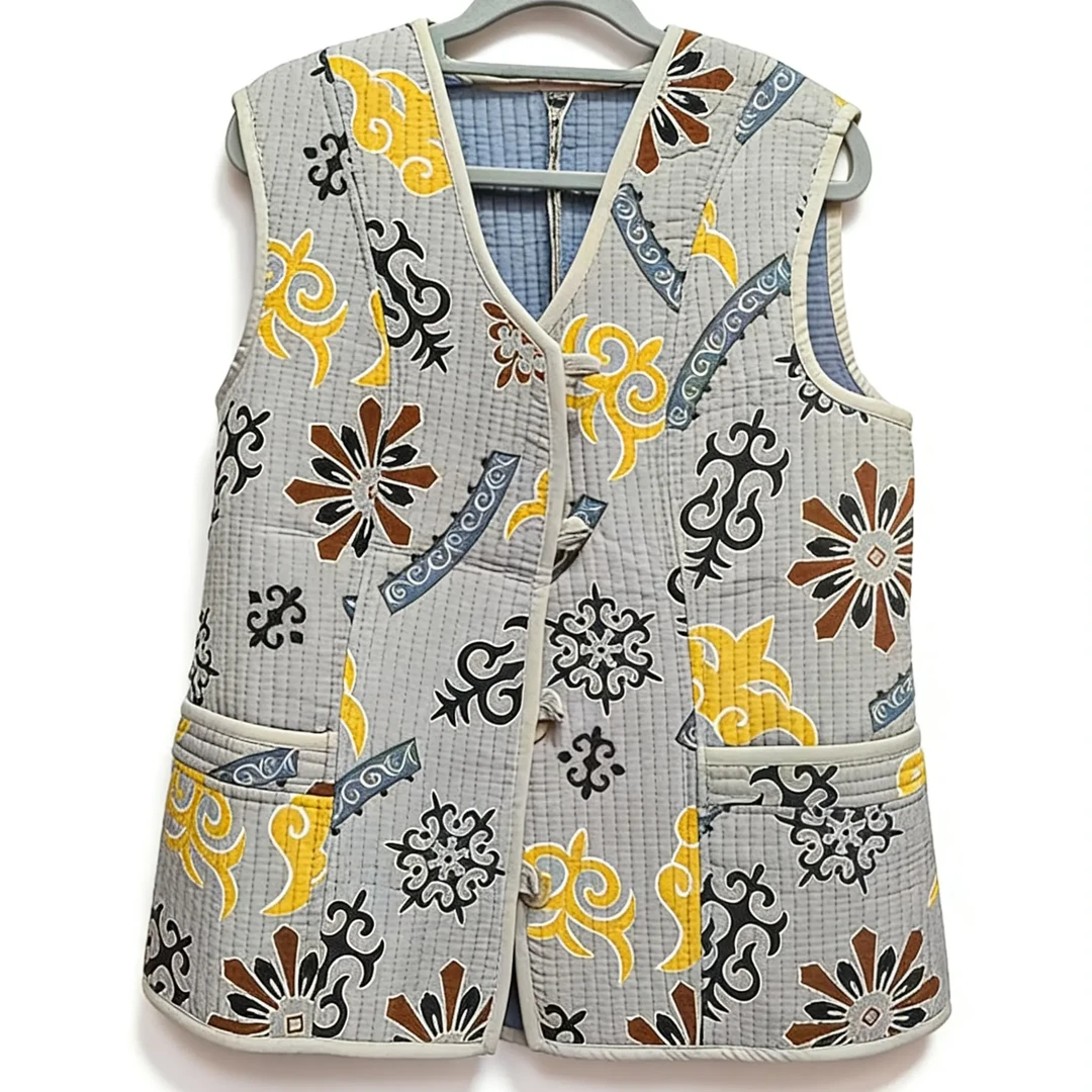 女士民族风刺绣加绒保暖马甲宽松百搭外穿