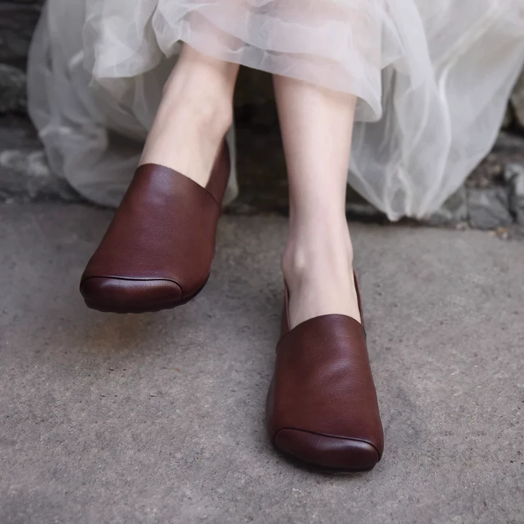 Artmu阿木真皮平底单鞋女软底乐福鞋一脚蹬懒人鞋豆豆鞋2368-30