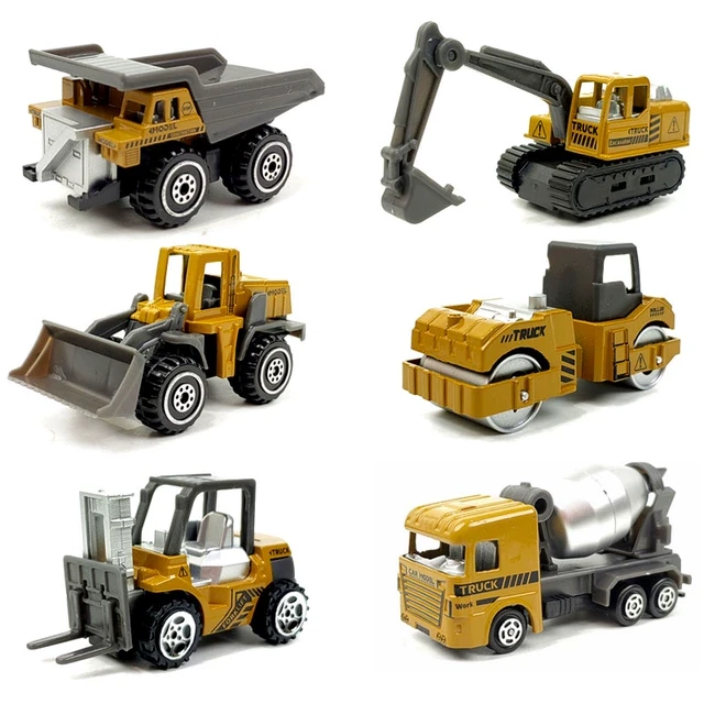 儿童合金迷你工程车挖掘机搅拌车叉车翻斗车压路滑行工程模型玩具