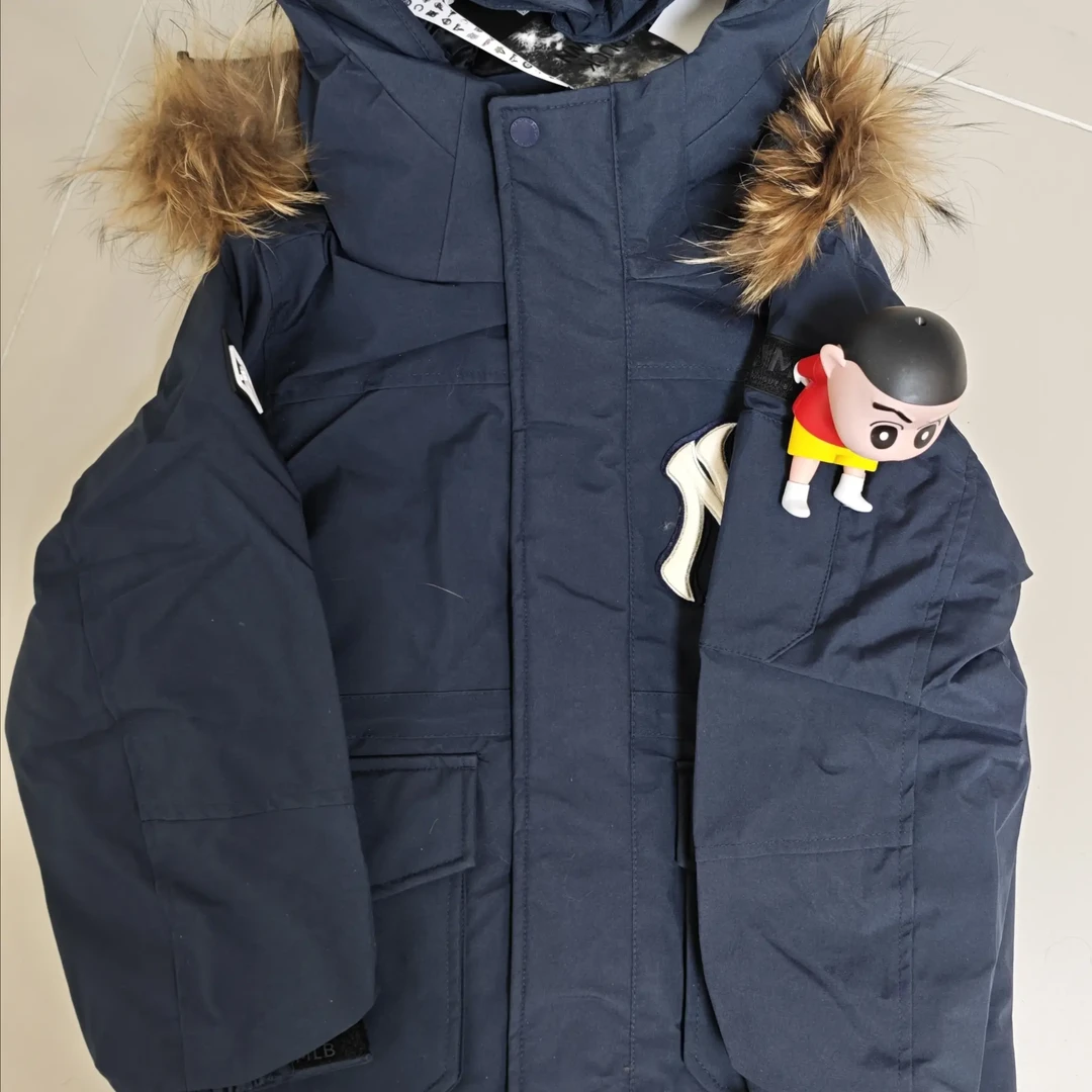 儿童m家秋冬中长款毛领加厚保暖外套