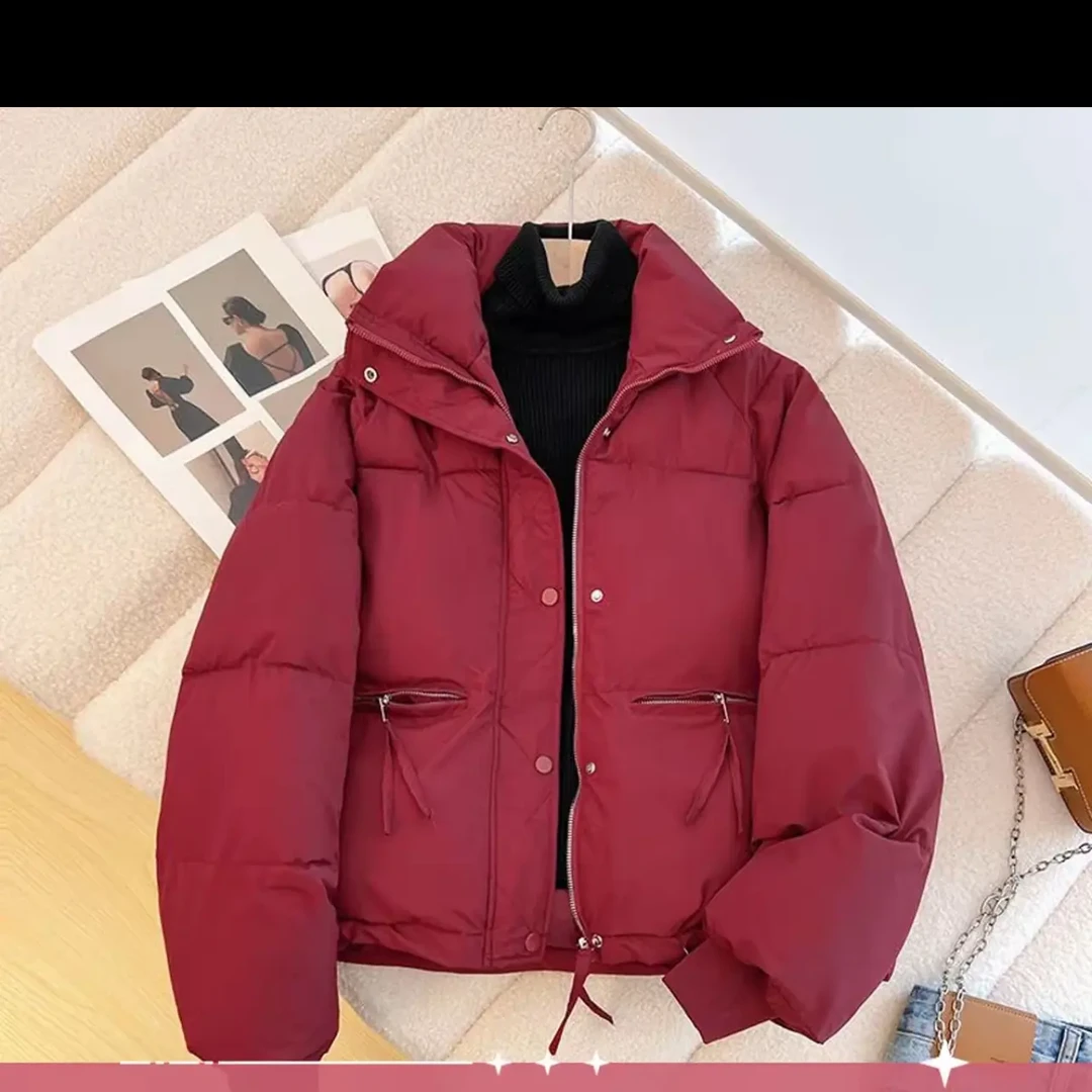 新款冬季韩版时尚百搭短款加厚连帽面包服女