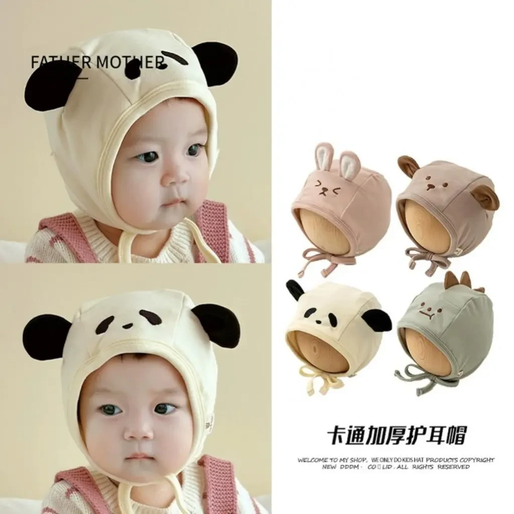 婴幼儿帽新生儿帽子春秋婴儿保暖可爱胎帽宝宝包头护耳帽防风保暖