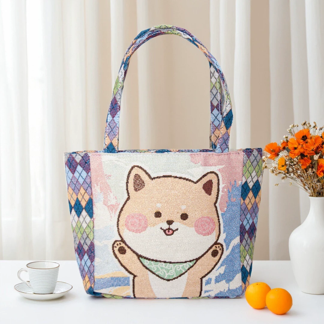 帆布手提包女2025新款时尚百搭大容量便当包轻便手拎手机包化妆包