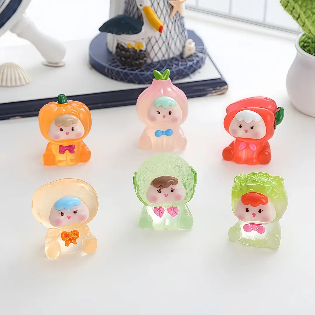 【九宫格＋许愿＋对碰】夜光实色混拆新款蔬菜崽崽DIY树脂立体摆件