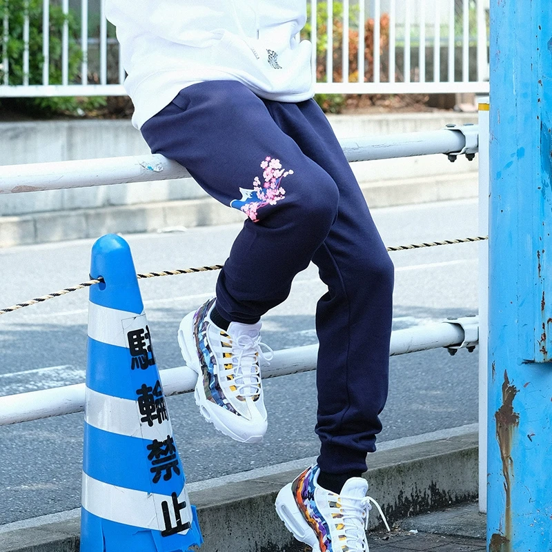 ICONSLAB秋季新款山运动裤樱花雪山卫裤宽松长裤子国潮情侣款