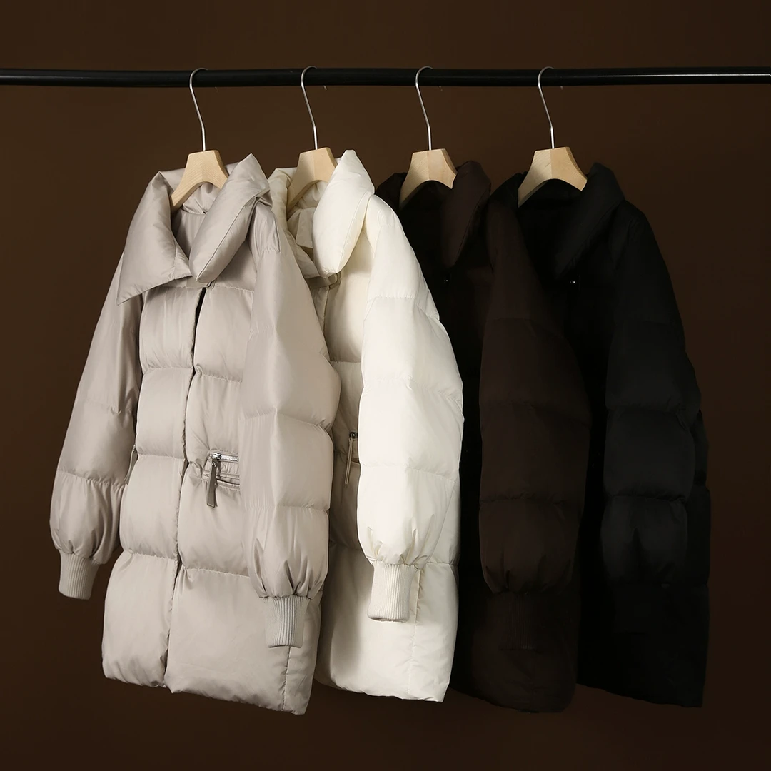 [YRB666356VG]笑涵 冬日小暖炉95白鹅绒立体蓬松立领羽绒中长款の