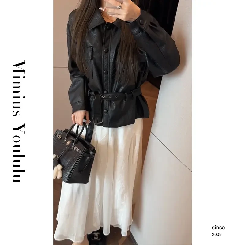 海宁皮衣宋佳同款2025时尚高端外套气质百搭女款秋冬黑色短款皮衣