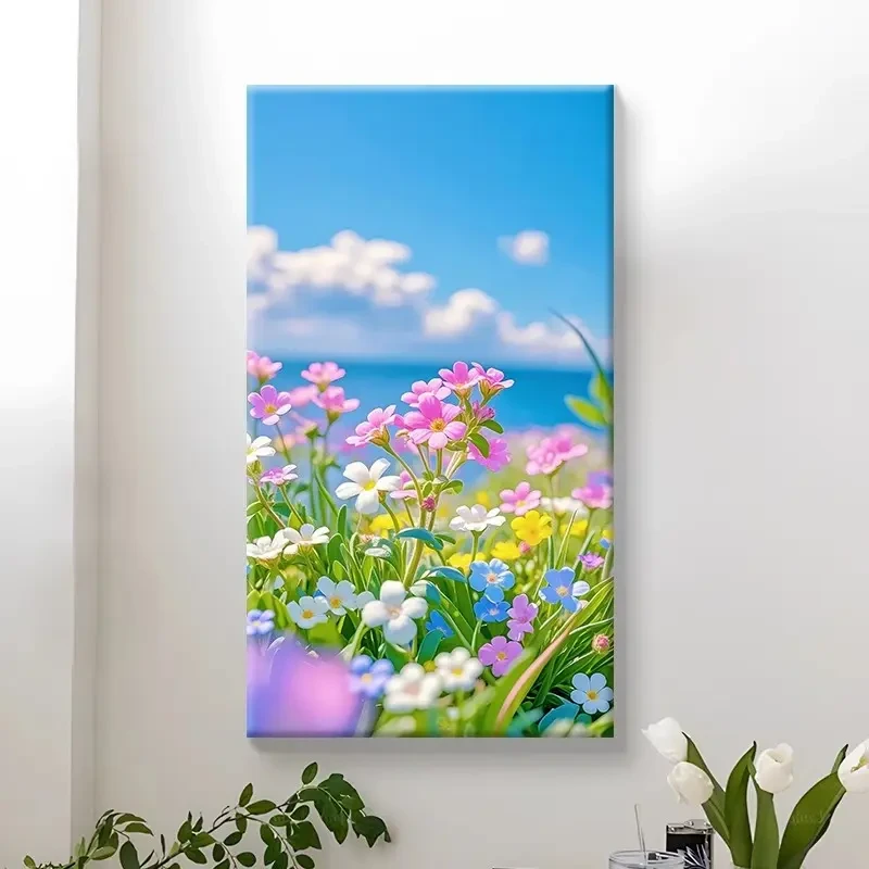 (大尺寸风吹百花开）diy数字油画高品质手工涂色解压丙烯装饰画