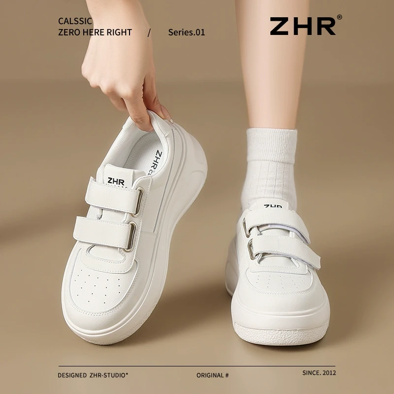 魔术贴小白鞋女2025春新款小个子厚底增高鞋休闲运动板鞋百搭KS72