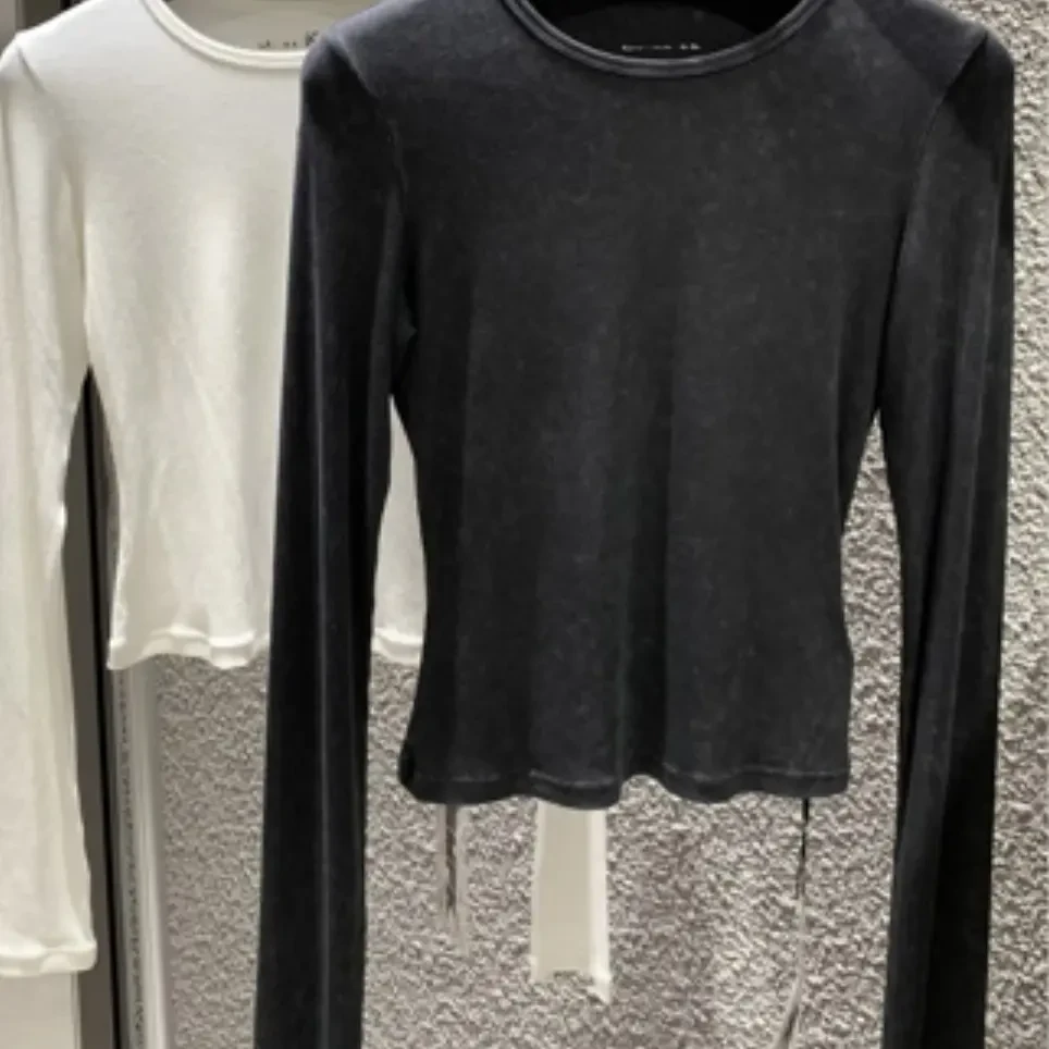 （288）磨毛圆领长袖T恤女修身显瘦百搭纯色内搭秋冬上衣