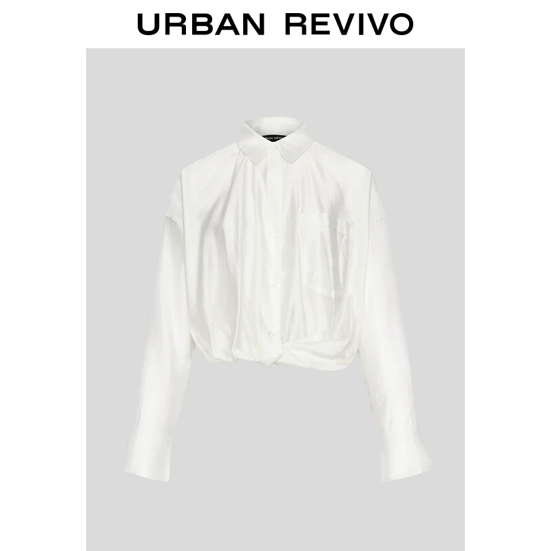 UR2025夏季新款女装简约气质质感褶皱长袖罩衫衬衫UWM250069