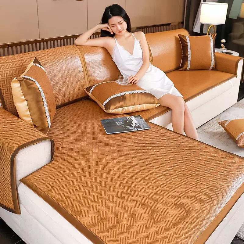 藤席沙发垫夏季夏天款沙发凉席坐垫冷感冰丝凉垫防滑套罩定制垫子