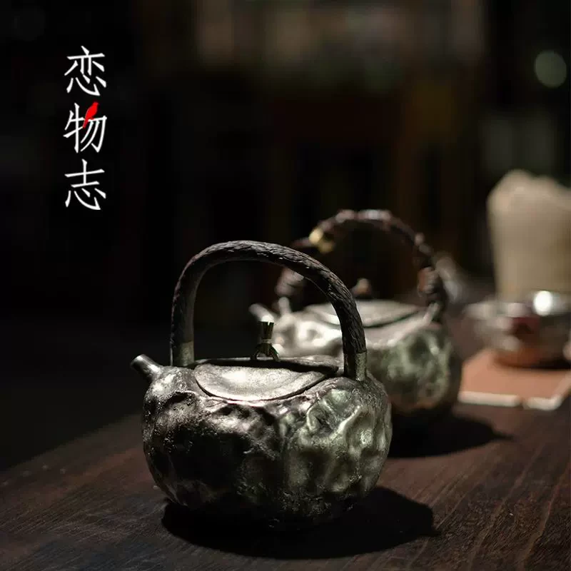 足银999纯手工一张打泡茶壶复古诧寂风银壶功夫茶具高端茶器 古风