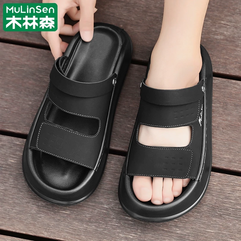 木林森凉鞋男款夏季防滑软底海边沙滩鞋潮流两用户外耐磨一字拖鞋
