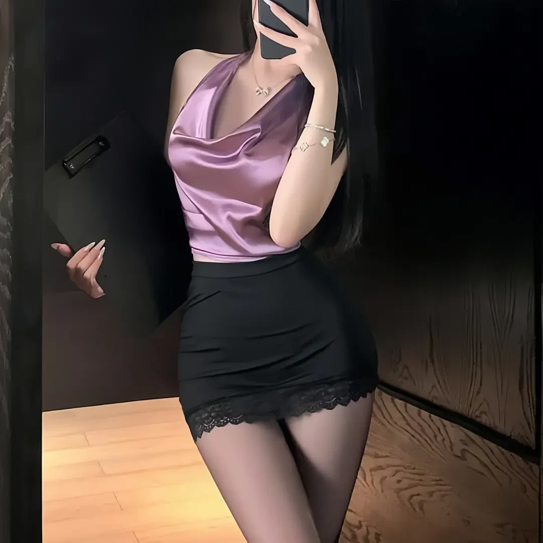 做你的猫新款禁欲荡领大露背性感包臀裙套装辣妹女装性感时尚套装