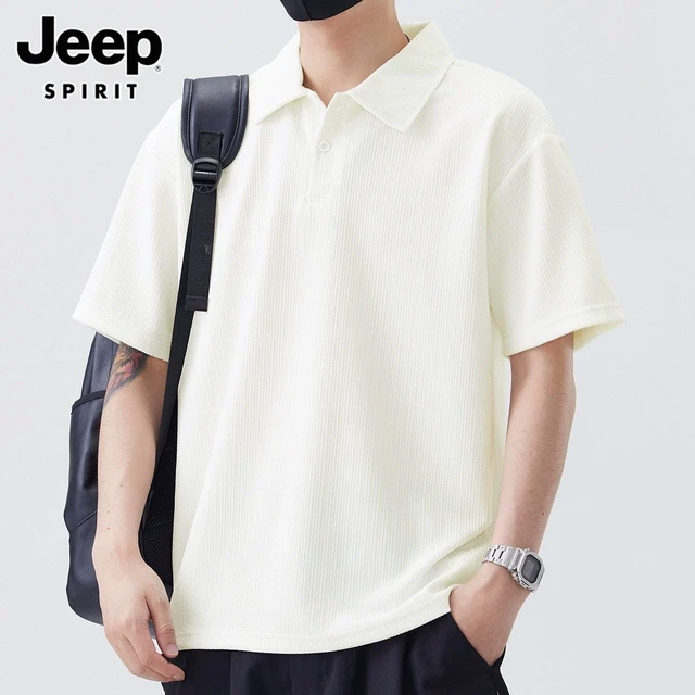 JEEPSPIRIT吉普短袖t恤男士2025年夏季肌理感宽松休闲polo衫男