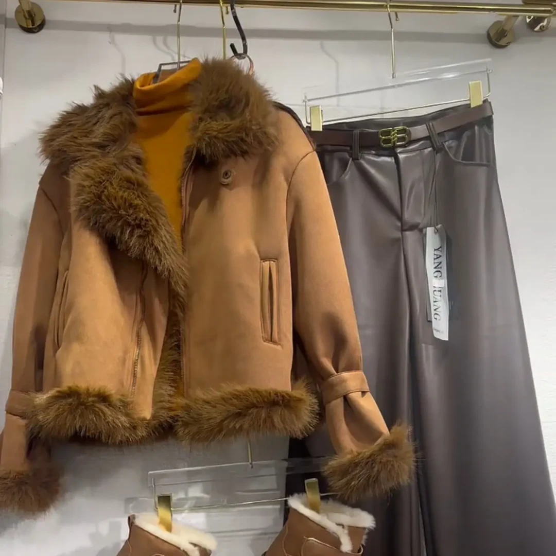 004厚款立领秋冬短外套加绒短款INS风女加厚系扣上衣