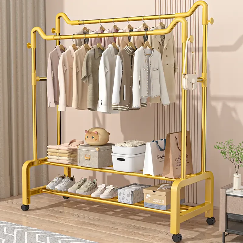 【抢先体验】新款猫耳朵落地立式晒衣架晒被衣服简易落地立式挂衣架