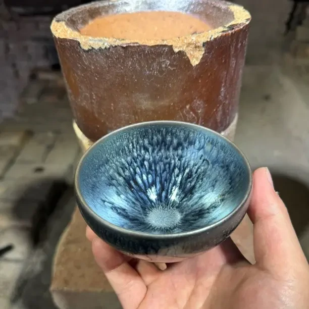 建窑建盏 百花盏 茶盏主人杯 电烧
