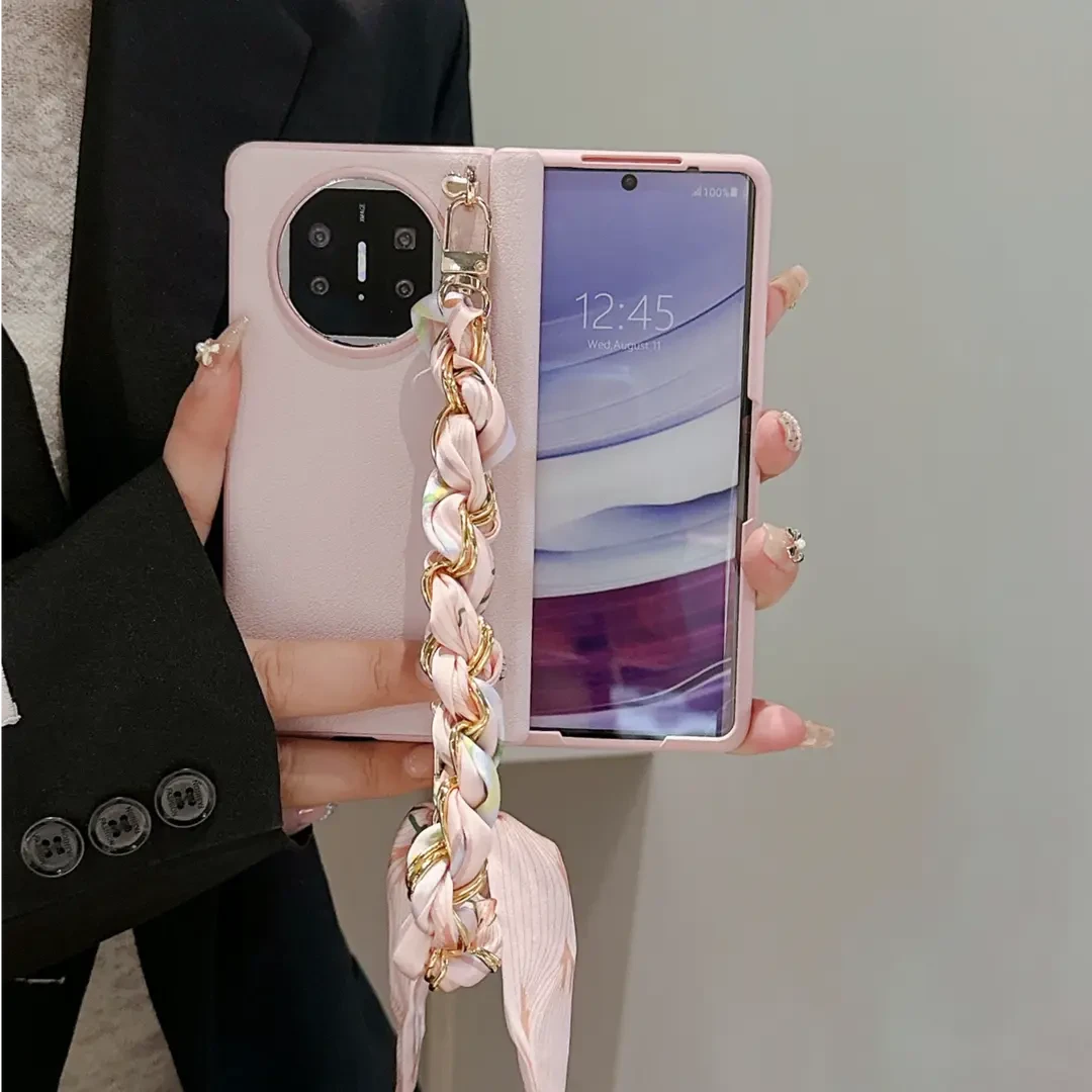 适用华为荣耀OPPOVIVO折叠屏手机壳斜挎可背手提挂绳女款壳膜一体